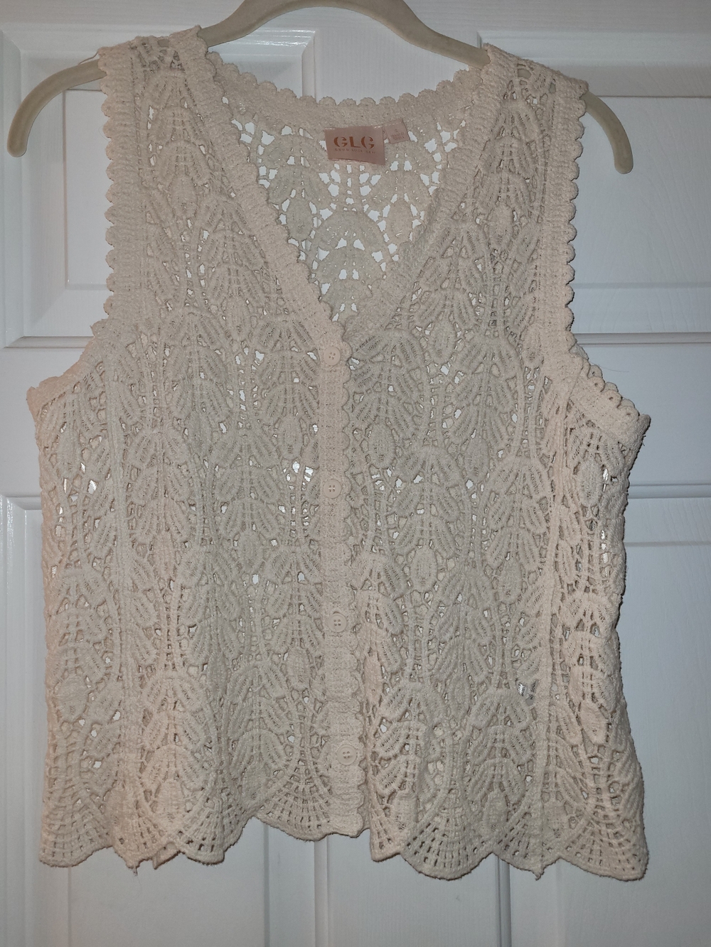 GLG Cream Crochet Button-Front Camisole